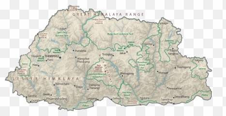 Bhutan Map - GIS Geography Language png