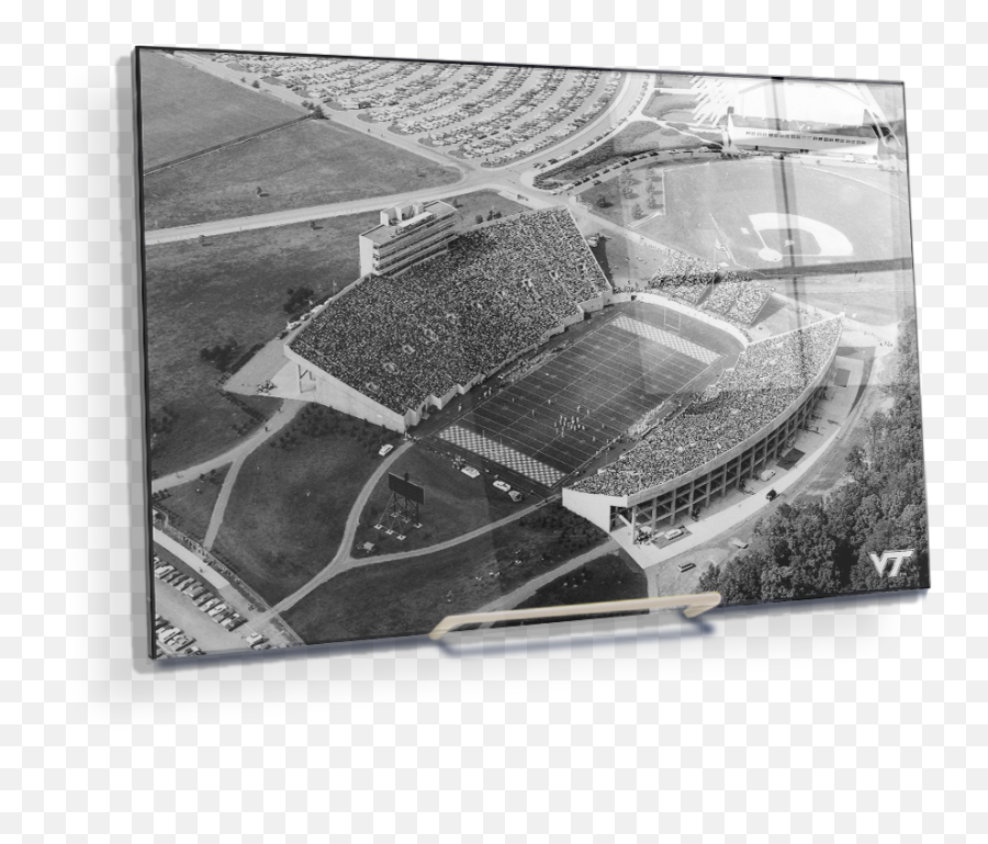 Virginia Tech Hokies Vintage Aerial Lane Stadium Art - Lane Stadium Png,Virginia Icon