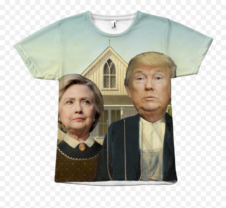 American Gothic - Hillary Clinton U0026 Donald Trump Shirt Egoteest The Art Institute Of Chicago Png,Donald Trump Transparent
