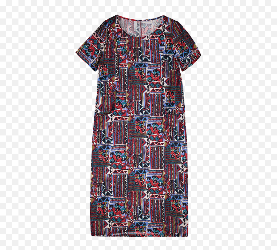 Pocket Abstract Print Midi Dress Colormix - Day Dress Png,Hot Pocket Png