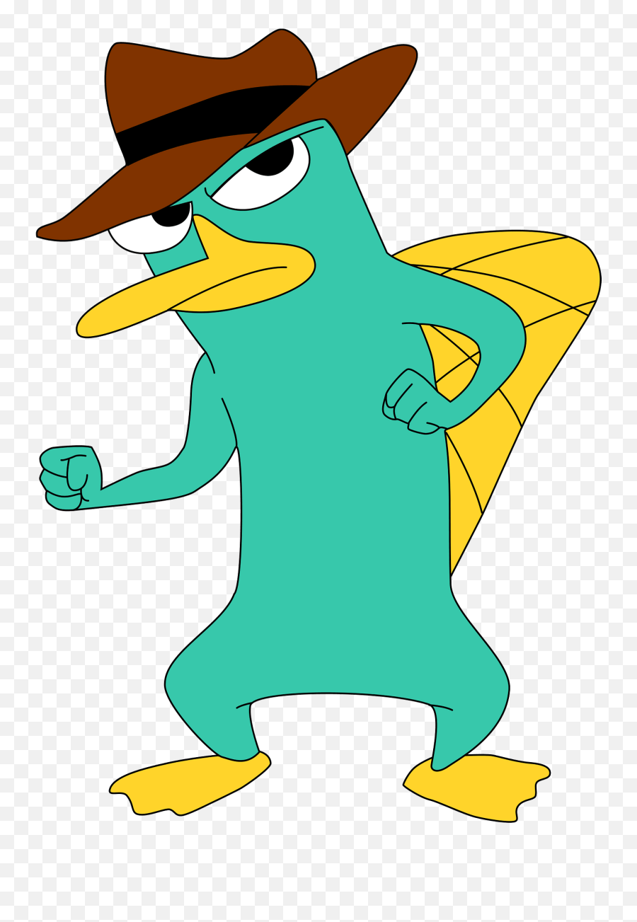 Green Platypus Wearing A Brown Hat - Perry The Platypus Png,Perry The Platypus Png