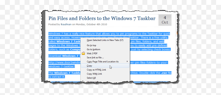 Paste Text Into Word Without Formatting - Copying Text Png,How To Pin Icon To Taskbar Windows 7