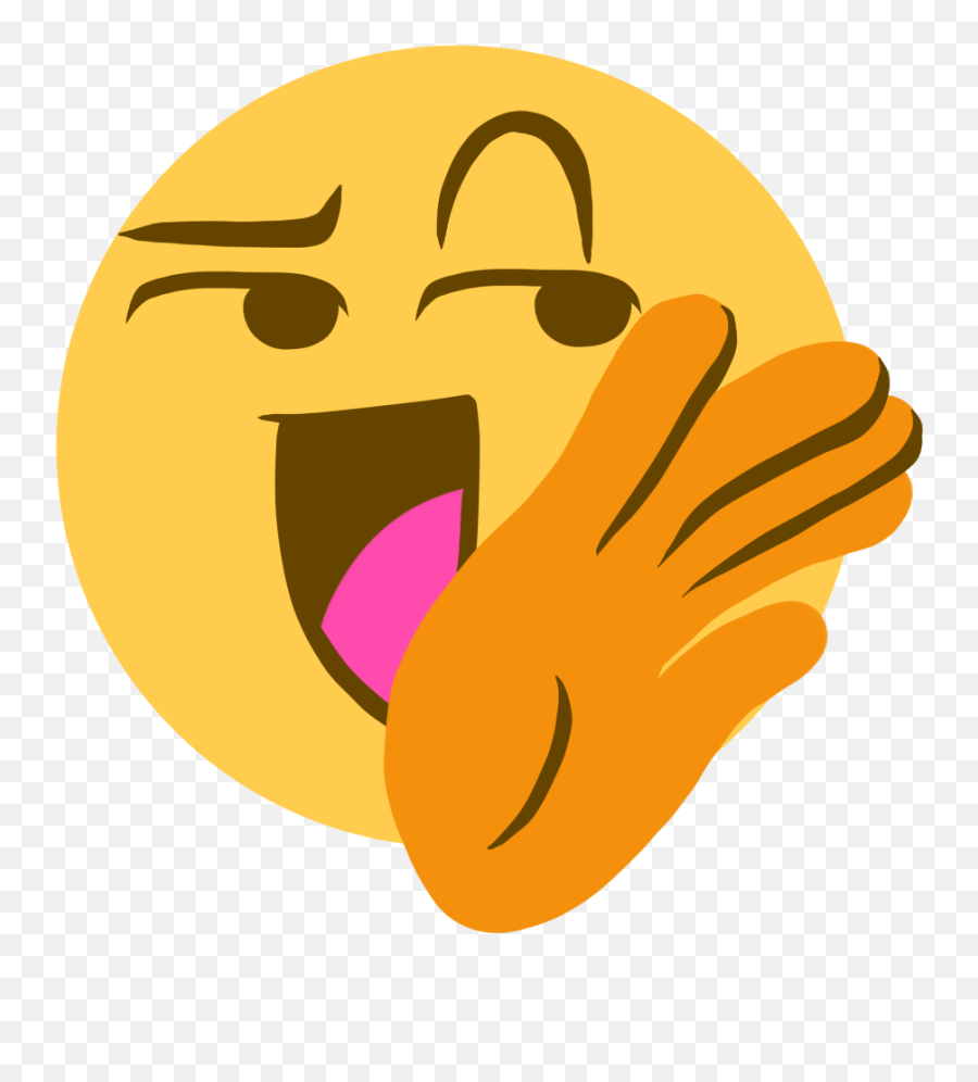 An Emoji Of A Smug Laugh With One Hand Raised To The Clipart - Emoji Smug Transparent Png,Laugh Png