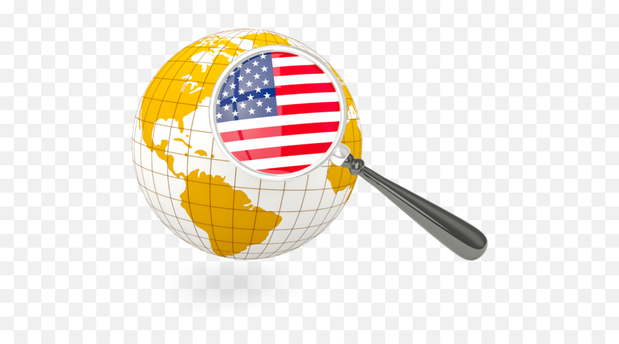 Magnified Flag With Globe Illustration Of United - Globe With Canada Flag Png,America Flag Icon