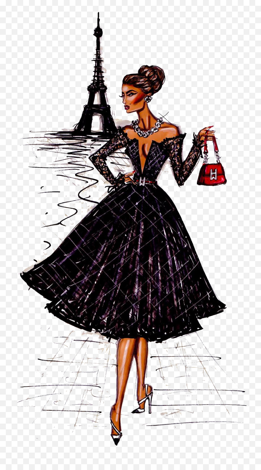 Download Sketch Fashion Illustrator Paris Illustration - Women Fashion Art Png,Audrey Hepburn Fashion Icon 50s