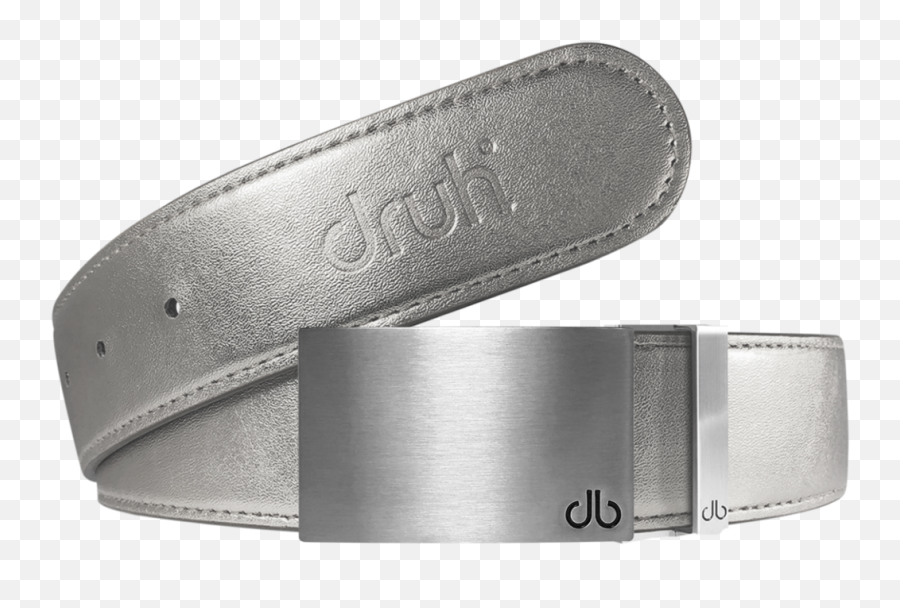 Silver Plain Textured Leather Belt With Buckle - Belt Png,Belt Buckle Png