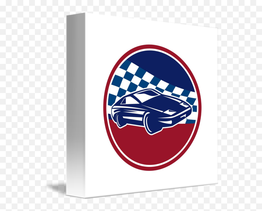 Sports Car Racing Chequered Flag Circle Retro By Aloysius Patrimonio - Car Race Circle Logo Png,Checkered Flag Transparent Background
