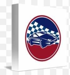 Sports Car Racing Chequered Flag Circle Retro By Aloysius Patrimonio - Race Logo png