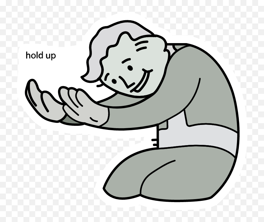 Vault Boy Hold Up Meme Sticker - Sticker Mania Hold Up Meme Sticker Png,Vault Boy Transparent