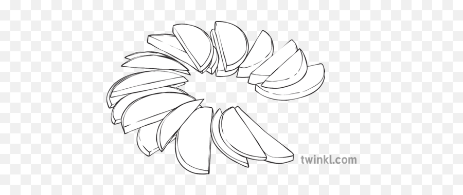 Apple Slices Black And White - Apple Slices Line Drawing Png,Apple Slice Png