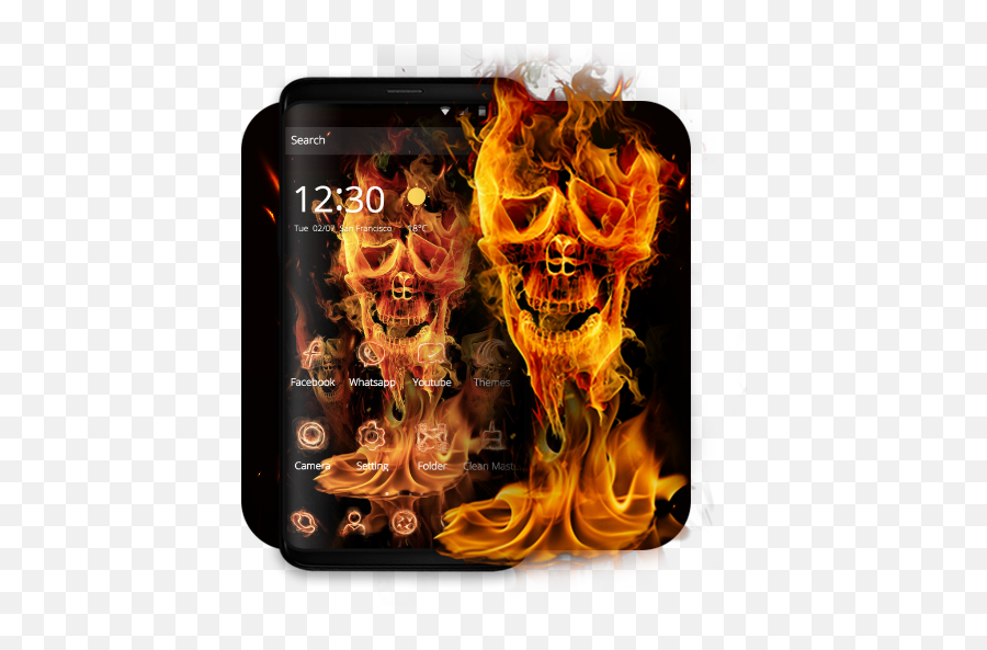 Fire Skull Fantastic Theme - Smartphone Png,Facebook Skull Icon