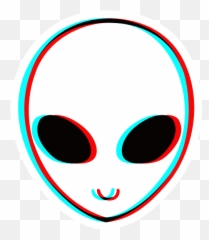 Alien Head In 3d Anaglyph Style - Trippy Png