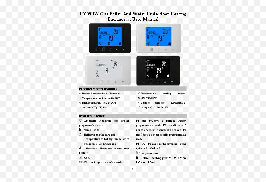 Global Gas Boiler And Water Underfloor Heating Thermostat - Dot Png,Auto Manual Icon