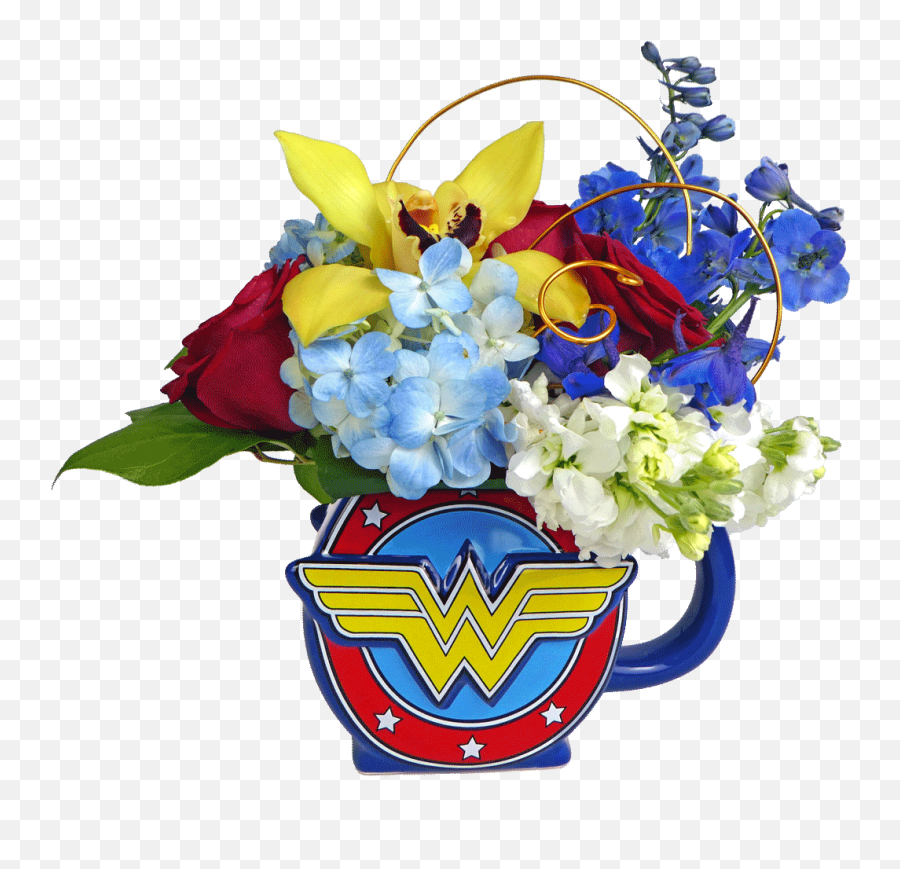Wonder Woman Flower Mug - Wonder Woman Flowers Png,Wonder Woman Logo Png