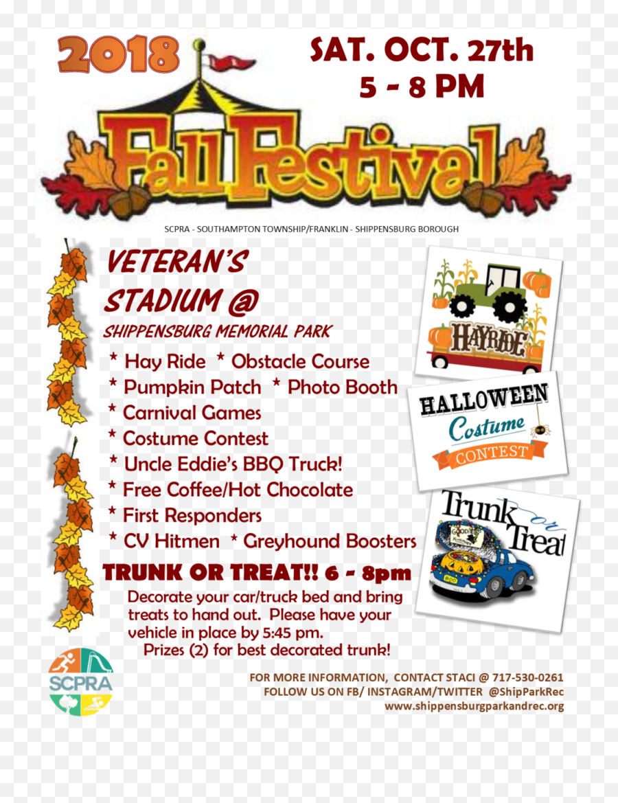 2018 Fall Fest And Volunteer Opportunities U2014 Shippesburg - Fall Festival Contest Png,Trunk Or Treat Png