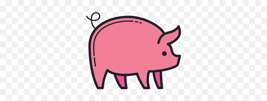 Pig Icon In Color Hand Drawn Style - Blue Pig Clip Art Png,Piggy Icon