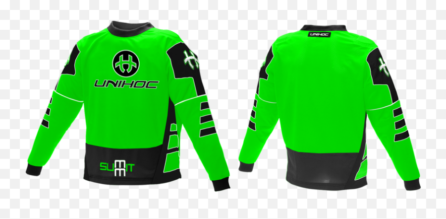 Unihoc Summit - Floorball Goalie Jersey Neonvihreä 140cm Unihoc Goalie Sweater Summit Png,Icon Textile Pants