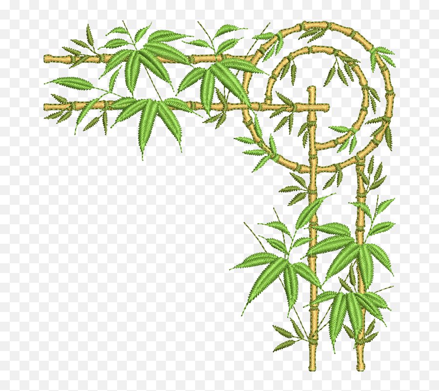 Design - Plant Leaf Embroidery Pattern Png,Bamboo Frame Png