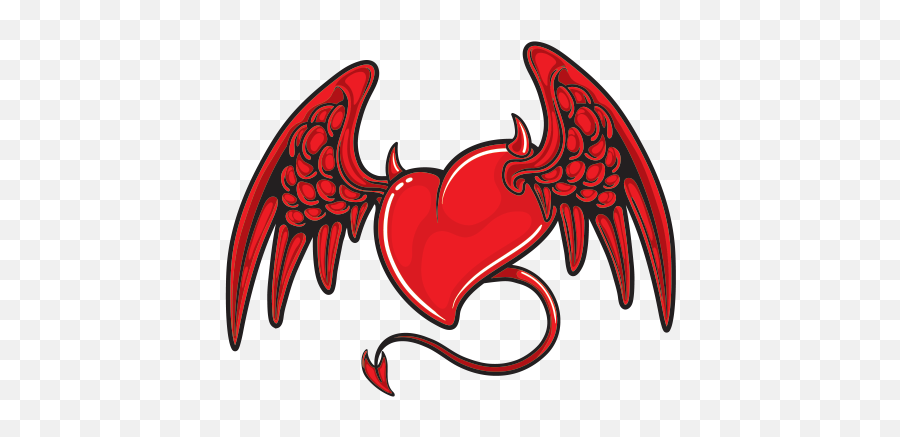 Printed Vinyl Heart With Devil Wings Stickers Factory - Devil Heart With Wings Png,Devil Logo