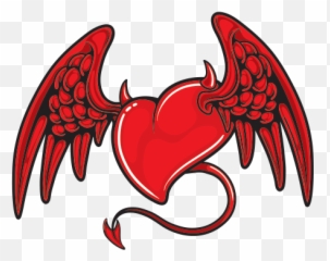 Printed Vinyl Heart With Devil Wings Stickers Factory - png