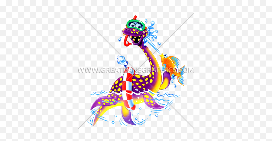 Swimming Sea Monster Production Ready Artwork For T - Shirt Monster Awimming Png,Sea Monster Png