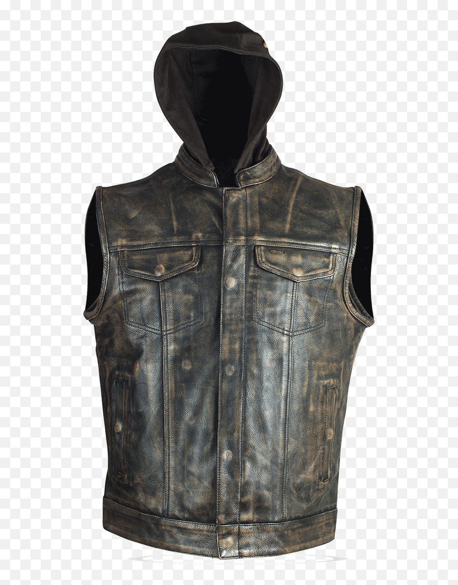 Hmm914hdb Distressed Brown Motorcycle Club Leather Vest With - Black Distressed Leather Vest Png,Leather Jacket Png