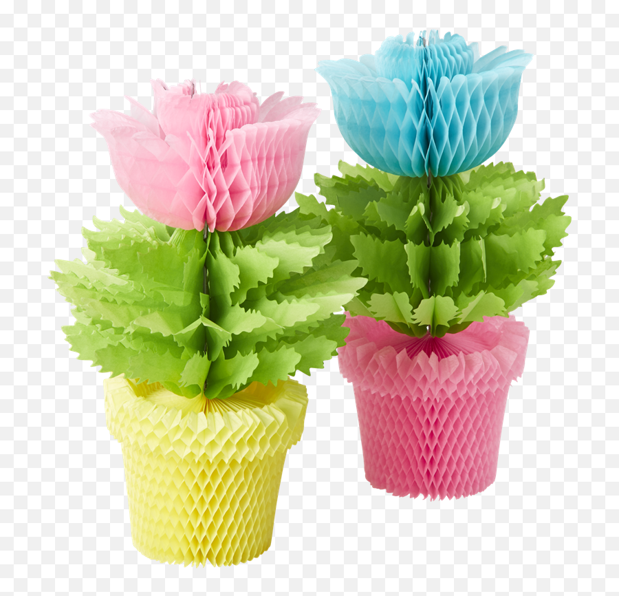 Download Hd Rice Dk Paper Flower Pots Honeycomb Decoration - Paper Flower Pot Png,Paper Flower Png