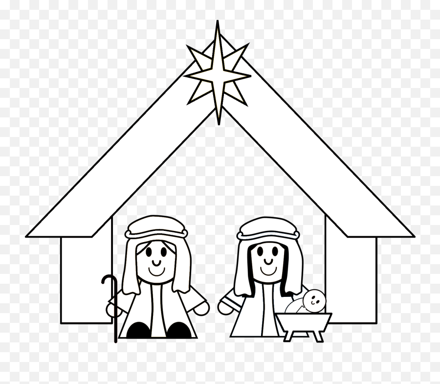 Manger Scene Outline - Nativity Full Size Png Download Illustration,Nativity Png
