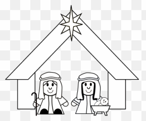 Manger Scene Outline - Nativity Full Size Png Download Illustration,Nativity Png