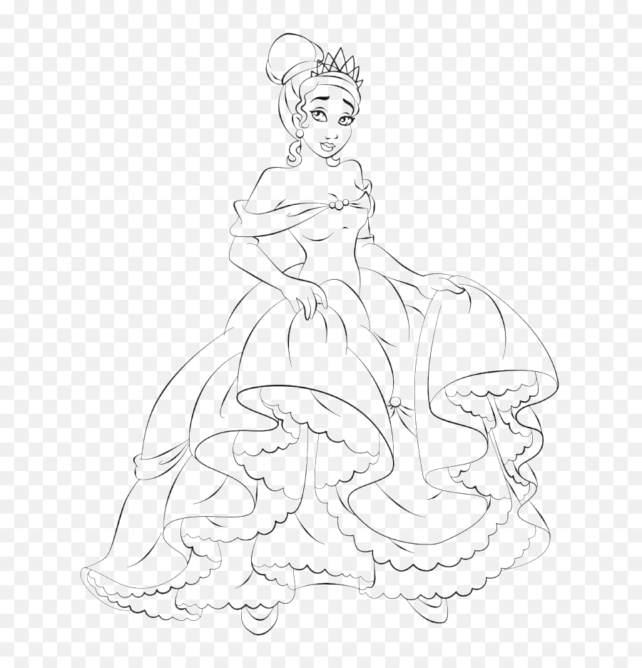 Princess Halloween Coloring Pages - Princess And The Frog Coloring Png,Transparent Coloring Pages