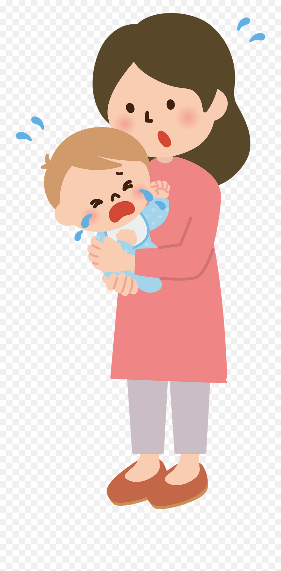 Mother Holds A Crying Baby Clipart - Mother With Baby Clipart Png,Baby Crying Png