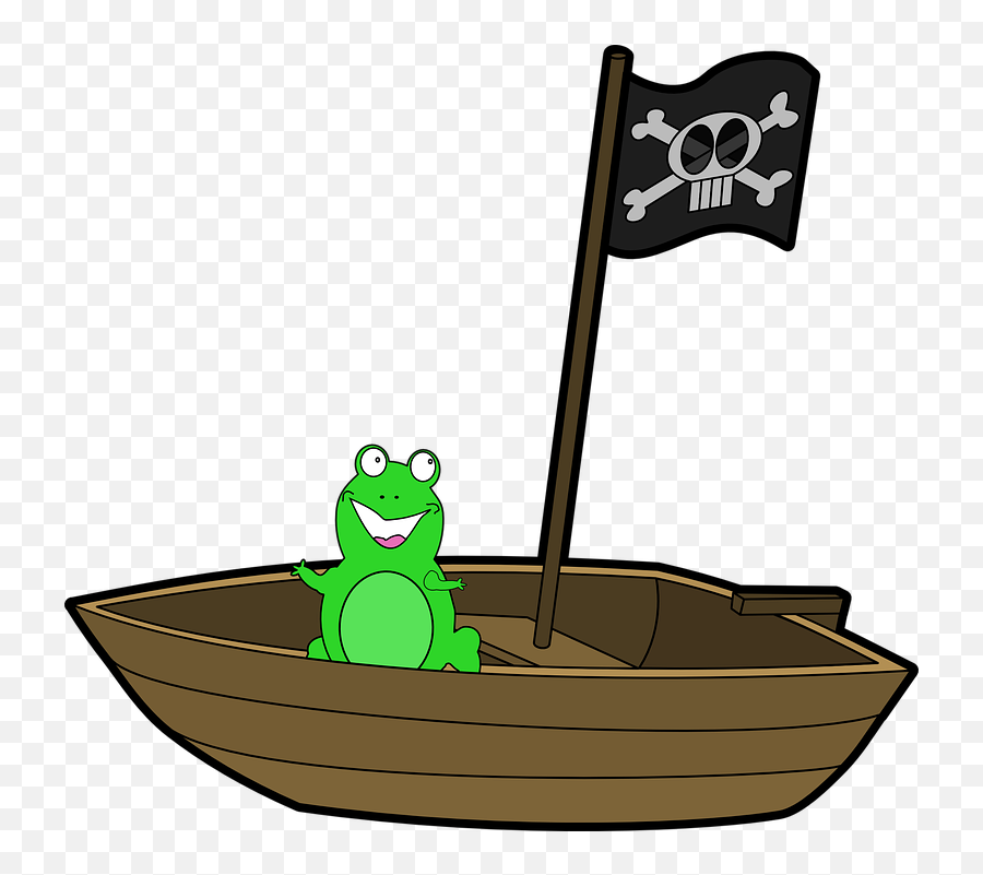 Ship Silhouette Png - Boat Frog Smiling Green Pirate Boat Clip Art,Boat Silhouette Png