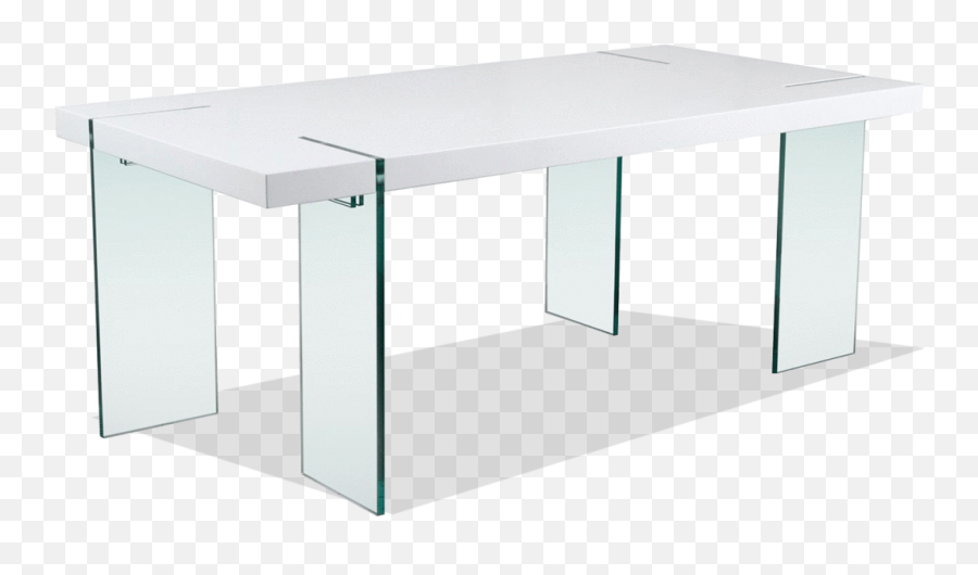 Ds - 0776 Floating White Gloss Dining Table With Glass Legs Solid Png,White Table Png