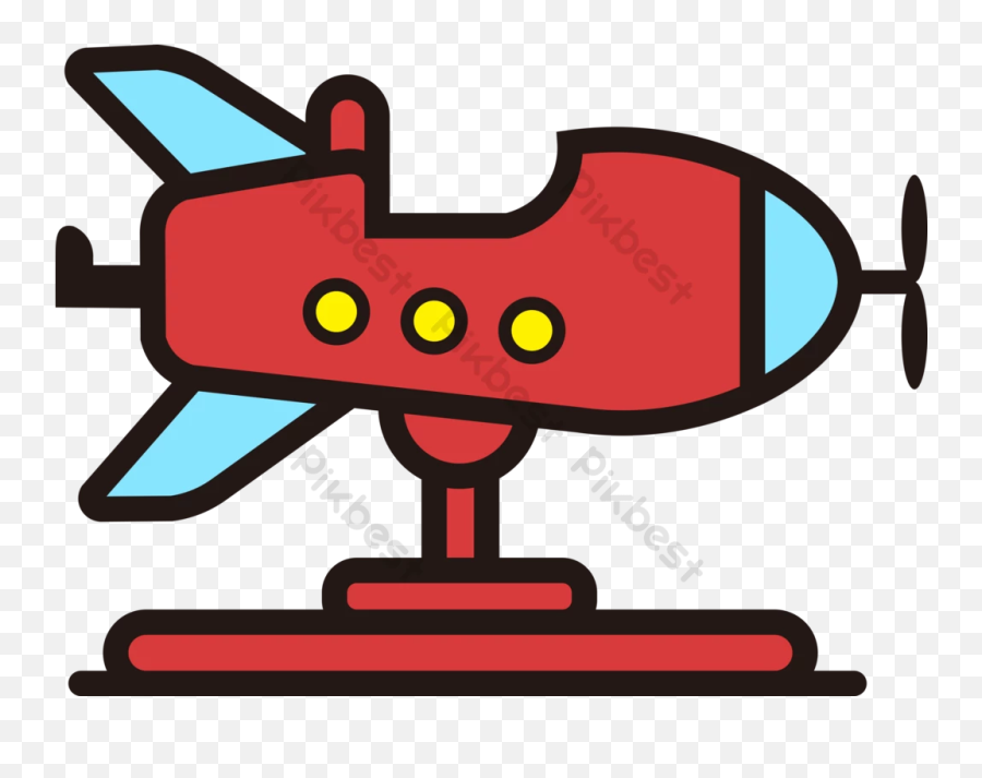 Red Cartoon Airplane Icon Free Illustration Ai - Clip Art Png,Airplace Icon