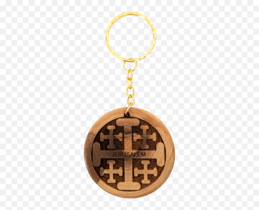 Jerusalem Cross Olive Wood Keychain - Solid Png,Keyring Icon