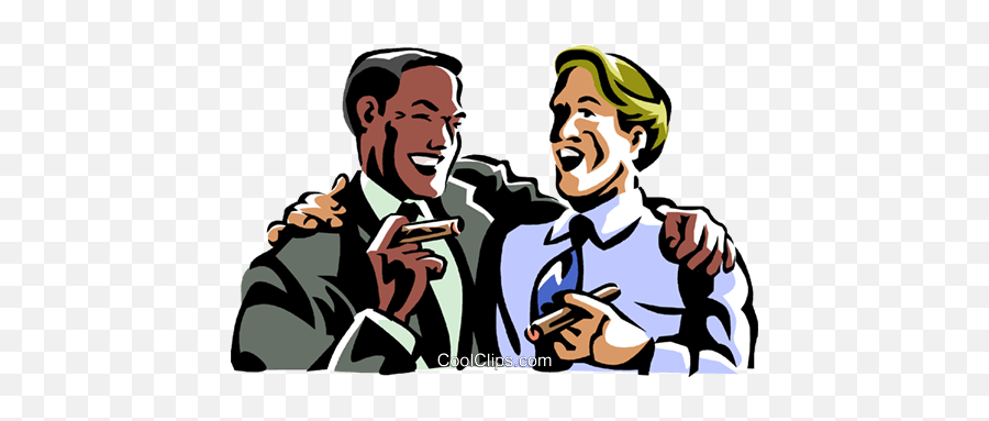 Men Laughing While Smoking A Cigar Royalty Free Vector Clip - Two Friends Laughing Png,Laugh Png
