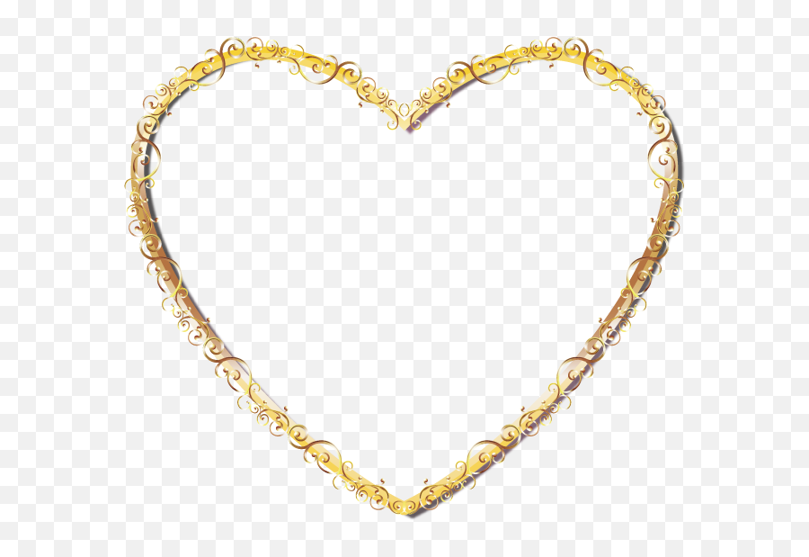 Gold Heart - Stainless Steel Gold Rope Chain Png,Heart Frame Png