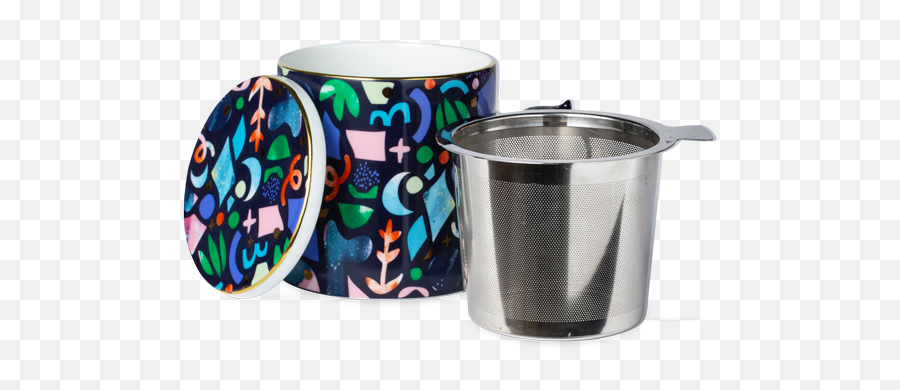 Confetti Mug With Infuser Navy - Ceramic Png,Silver Confetti Png