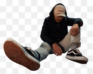 Man In Black Jacket Sitting - Sitting On Ground Legs Out png