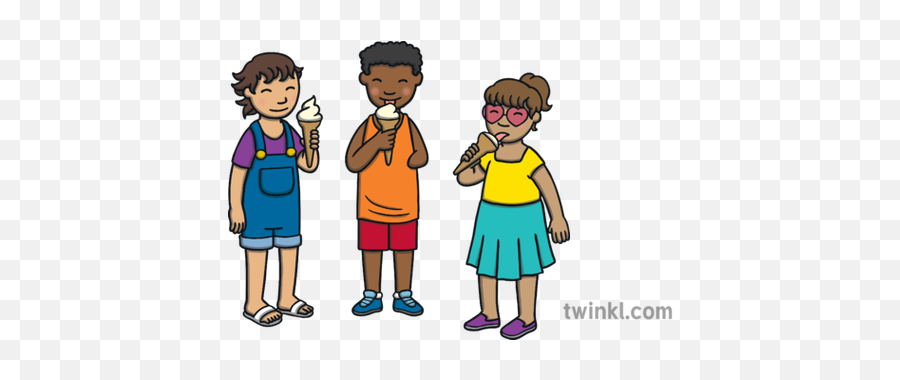 Children Eating Icecream No Background Summer Outdoors - Cartoon Png,Ice Cream Transparent Background