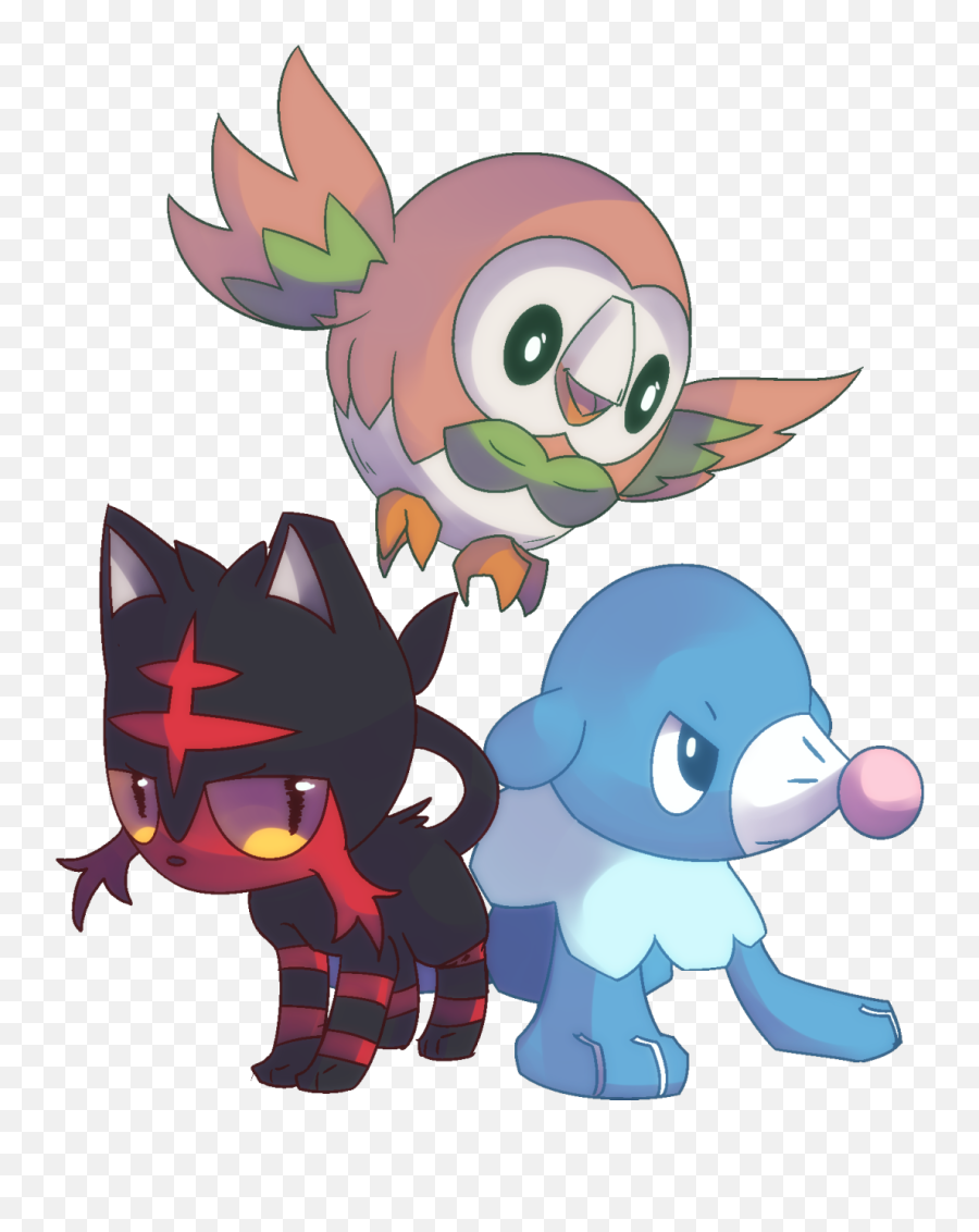 Pokemon Rowlet Popplio Litten - Pokemon Litten Popplio Rowlet Png,Rowlet Png