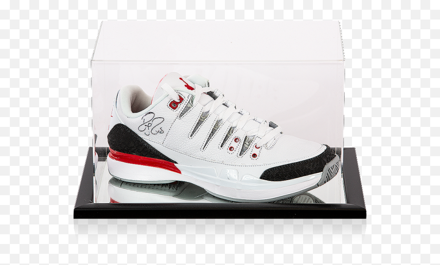 Roger Federer Signed Nike Zoom Vapor Rf X Air Jordan 3 Tennis Shoe In Acrylic Case - Round Toe Png,Jordan Shoes Png