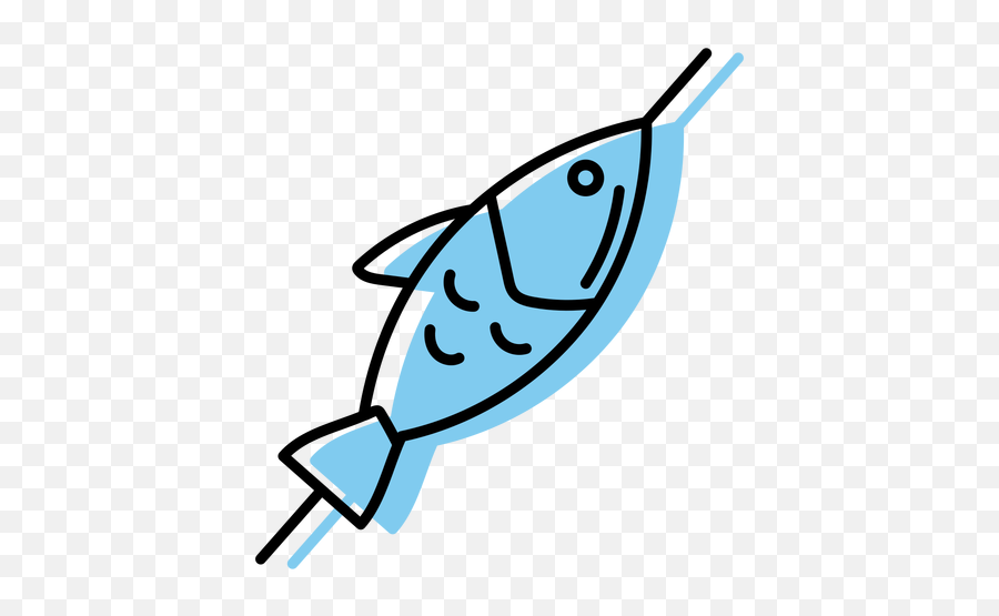 Blue Skewered Fish Icon Flat - Peixe No Espeto Desenho Png,Fish Icon Transparent