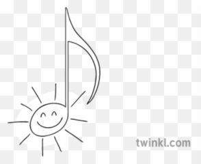 Positive Note Music Shine Light Rays Happy Ks1 Black And - Dot png