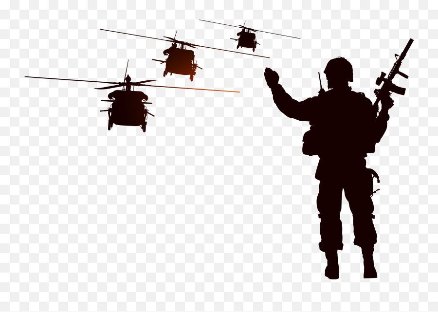 Soldier Silhouette Helicopter - Soldier And Helicopter Silhouette Png,Soldier Silhouette Png