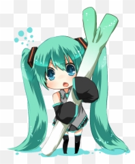 Download Hatsune Miku Chibi W Leeks - Hatsune Miku With Leek Png,Hatsune Miku Transparent Background