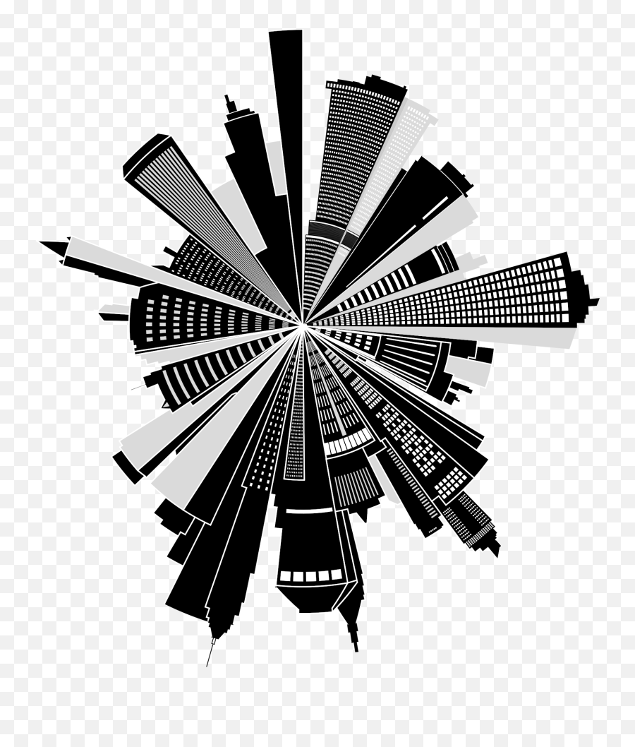 Cityscape Skyline Radial - Openclipart Clipart Picsart Design Png,City Skyline Icon