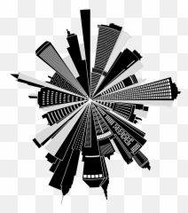 Cityscape Skyline Radial - Openclipart Clipart Picsart Design Png,City Skyline Icon