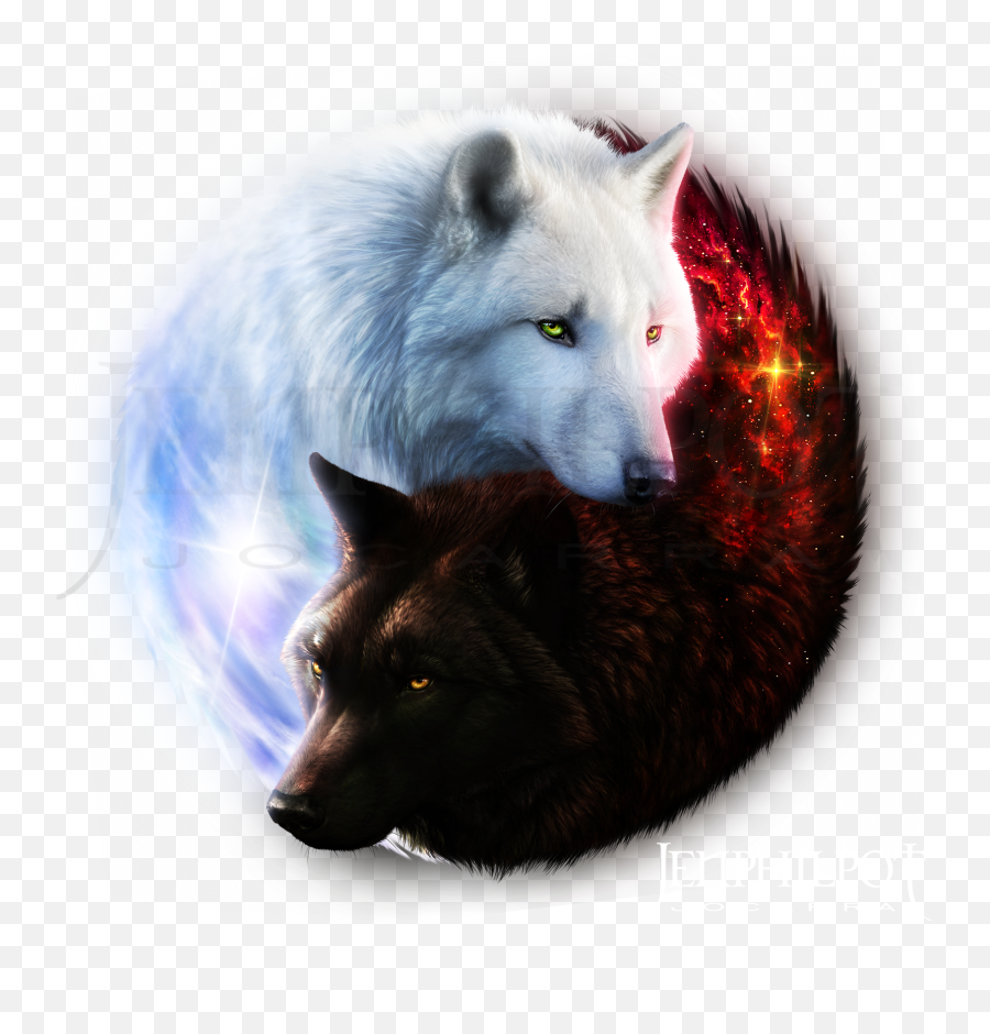 Commission Wolf Mates X By Jocarra - F 1072526 Png Yin Yang Wolf,Wolves Png