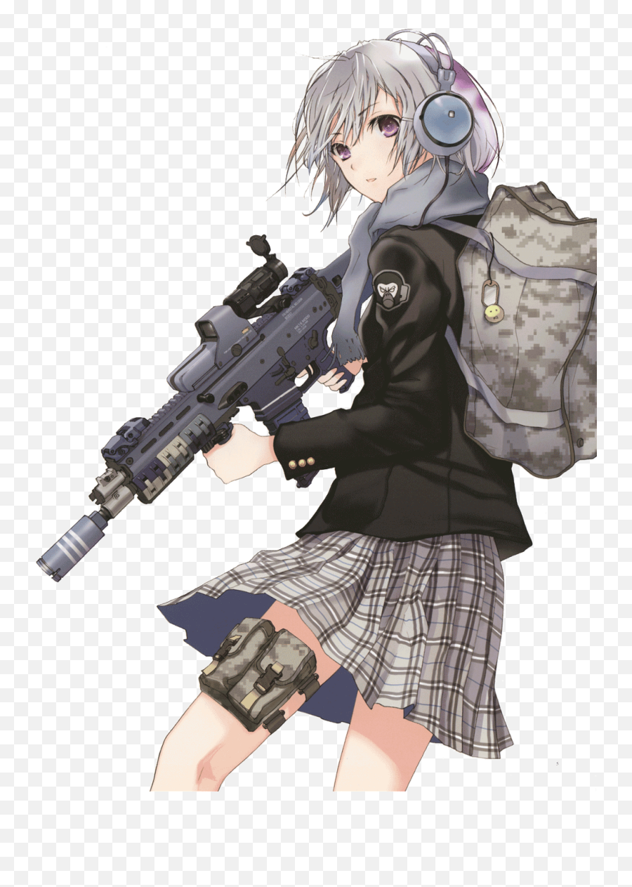 Download Anime Gun Png - Transparent Png Png Images Soldier Anime Girl,Rifle Png